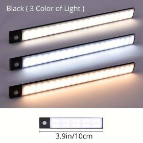 Wireless LED Motion Sensor Cabinet Light Rechargeable (Color: Black)